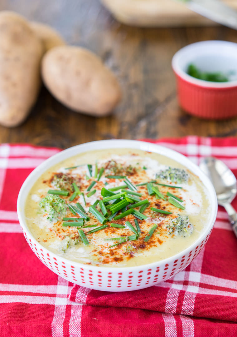 “Cheesy” Potato Broccoli Soup