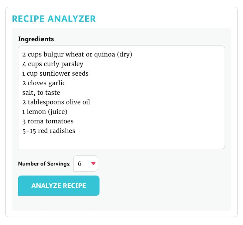 Recipe Nutrition Calculator | One